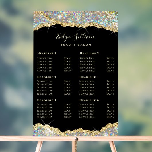 Faux Glitter Gold Sequin prijslijst Acryl Bord (Neutraal)