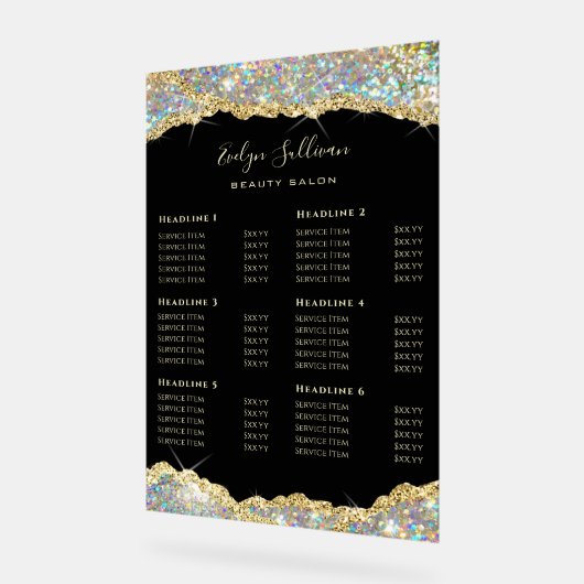 Faux Glitter Gold Sequin prijslijst Acryl Bord (Hoek)