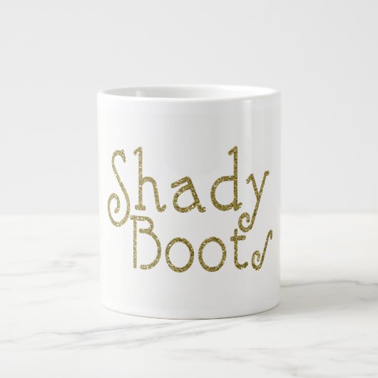 Faux Glitter Gold Shady Boots Grote Koffiekop (Voorkant)