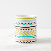 Faux Glitter Gold, Turquoise, Coral Aztec Pattern Koffiemok (Center)