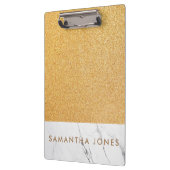 Faux Glitter Gold White Marble - speciaal geperson Klembord (Links)
