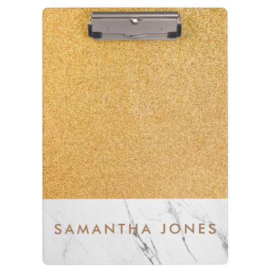 Faux Glitter Gold White Marble - speciaal geperson Klembord (Voorkant)