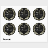 Faux Glitter & Gold Wreath op Black Sweet 16 Ronde Sticker (Vel)