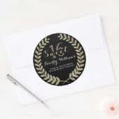 Faux Glitter & Gold Wreath op Black Sweet 16 Ronde Sticker (Envelop)