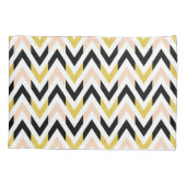 Faux Glitter Gold, zwart, roze Chevron Kussensloop (Achterkant)