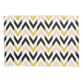  Faux Glitter Gold, zwart, roze Chevron Kussensloop (Voorkant)