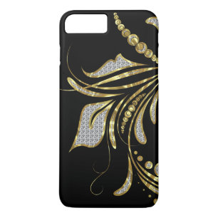 Faux Glitter & Goud Elegante Bloemen Werveltje Case-Mate iPhone Case