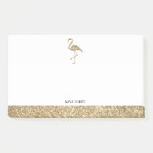 Faux Glitter Goud en Wit Flamingo & Rand Post-it® Notes (Voorkant)