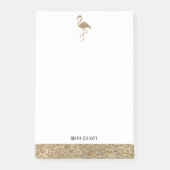 Faux Glitter Goud en Wit Flamingo & Rand Post-it® Notes (Voorkant)