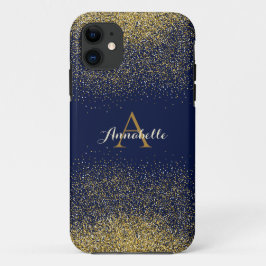 Faux Glitter Goud Monogram Naam Case-Mate iPhone Case