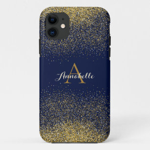 Faux Glitter Goud Monogram Naam Case-Mate iPhone Case