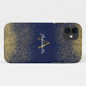 Faux Glitter Goud Monogram Naam Case-Mate iPhone Case (Achterkant (horizontaal))