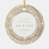 Faux Glitter Gouden Cirkels 1e Kerst Mijlpaal Keramisch Ornament (Voorkant)