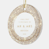 Faux Glitter Gouden Cirkels 1e Kerst Mijlpaal Keramisch Ornament (Links)