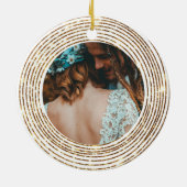 Faux Glitter Gouden Cirkels 1e Kerst Mijlpaal Keramisch Ornament (Achterkant)