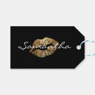 Faux Glitter Gouden Kus Cadeaulabel