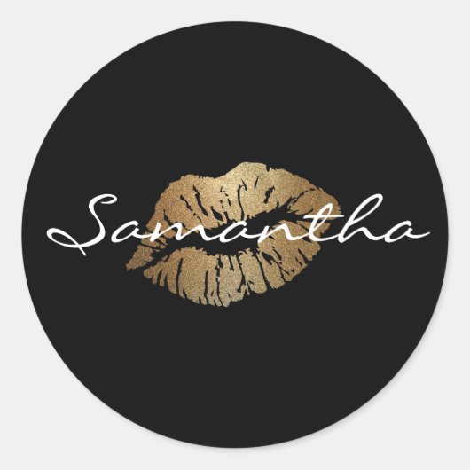 Faux Glitter Gouden Kus Ronde Sticker (Voorkant)