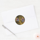 Faux glitter gouden pauwenveren ronde sticker (Envelop)