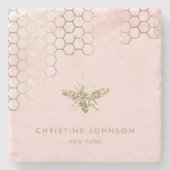 faux glitter gradiënt blush roze stenen onderzetter (Voorkant)