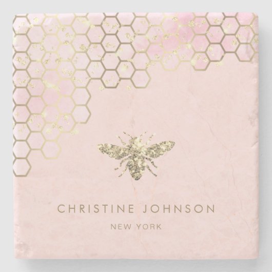 faux glitter gradiënt blush roze stenen onderzetter (Voorkant)