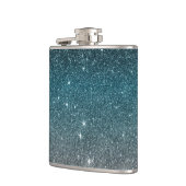 Faux Glitter Gradiënt in Zwart, Blauw, Wit Heupfles (Links)