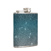 Faux Glitter Gradiënt in Zwart, Blauw, Wit Heupfles (Rechts)
