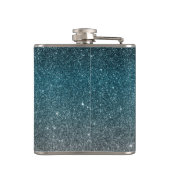 Faux Glitter Gradiënt in Zwart, Blauw, Wit Heupfles (Achterkant)