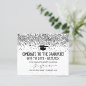 Faux Glitter Graduation Party Save the Date (Staand voorkant)