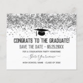 Faux Glitter Graduation Party Save the Date (Voorkant)