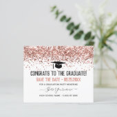 Faux Glitter Graduation Party Save the Date Invita (Staand voorkant)
