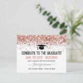 Faux Glitter Graduation Party Save the Date Invita Briefkaart (Staand voorkant)