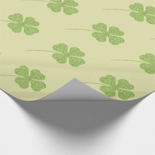 Faux Glitter Groene Klavers Cadeaupapier (Hoek)