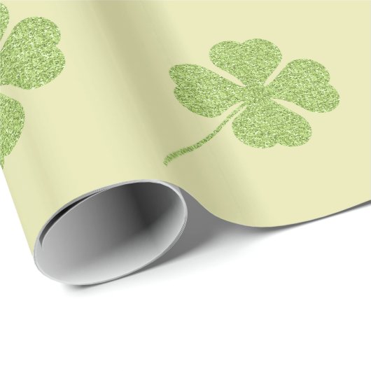 Faux Glitter Groene Klavers Cadeaupapier (Rol Hoek)