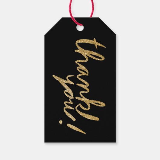 Faux Glitter Handwrite Hartelijk dank zwarte cadea Cadeaulabel (Voorkant)