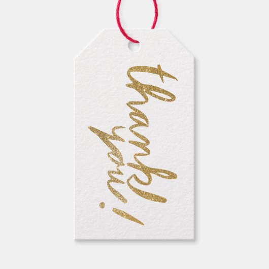 Faux Glitter Handwrite White Hartelijk dank Gift L Cadeaulabel (Voorkant)