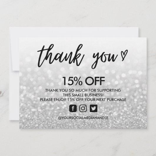 Faux Glitter Hartelijk dank voor mediumtoevoeging Kaart (Voorkant)