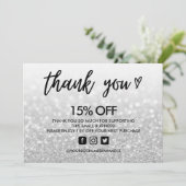 Faux Glitter Hartelijk dank voor mediumtoevoeging Kaart (Staand voorkant)