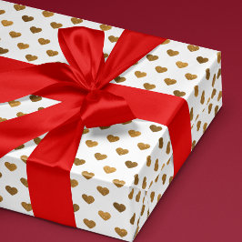 Faux Glitter Heart Patterned Gold Wrapping Paper Cadeaupapier