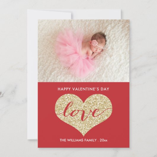 Faux Glitter Heart | Valentijnsdag Kaarten (Voorkant)