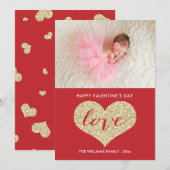 Faux Glitter Heart | Valentijnsdag Kaarten (Voorkant / Achterkant)