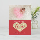 Faux Glitter Heart | Valentijnsdag Kaarten (Staand voorkant)
