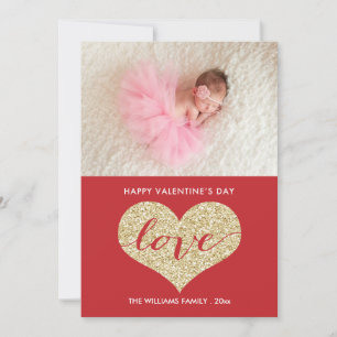 Faux Glitter Heart   Valentijnsdag Kaarten