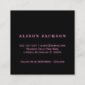 Faux glitter hete roze lippen op zwarte make-up ar vierkante visitekaartje (Achterkant)