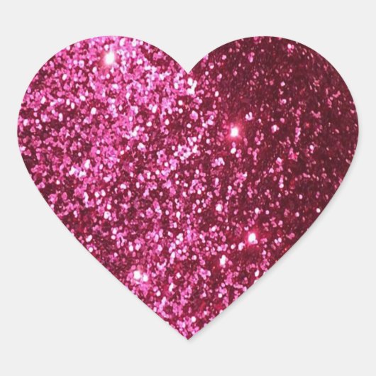 Faux Glitter - Hot Pink Hart Sticker (Voorkant)