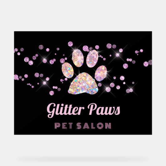 faux glitter huisdier salon acryl bord (Voorkant)