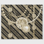 Faux Glitter & Jewels Gold & Black Tones Cadeaupapier (Vlak)