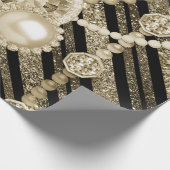Faux Glitter & Jewels Gold & Black Tones Cadeaupapier (Hoek)