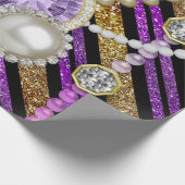 Faux Glitter & Jewels Paars & Gold Tones Cadeaupapier (Hoek)