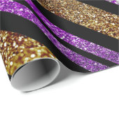 Faux Glitter & Jewels Paars & Gold Tones Cadeaupapier (Rol Hoek)