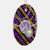 Faux Glitter & Jewels Paars & Gold Tones Keramisch Ornament (Rechts)